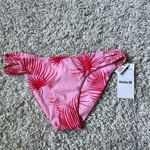 Hurley Pink Leaf Print Bikini Bottom